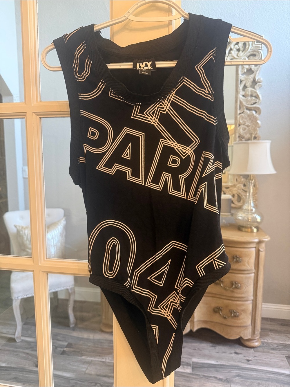 IVY PARK Black Graphic Logo Sleeveless Bodysuit